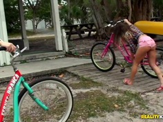 Rachel, Chloe and Molly ride bicycles and fuck