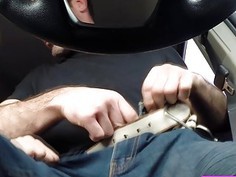 This hot Janice gives a overwhelming blowjob to Charles while driving a car