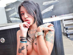 Gorgeous latina teen with tattoos